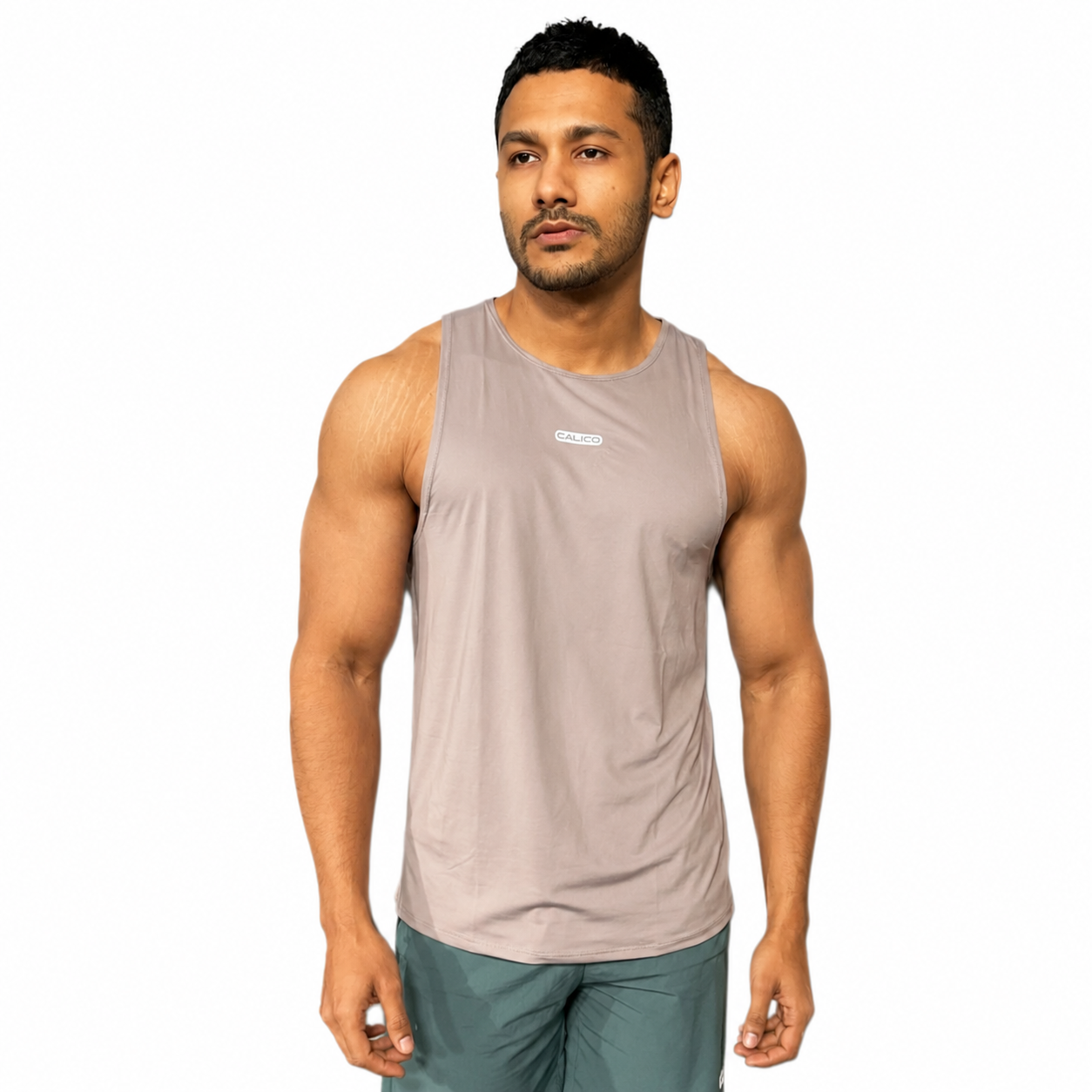 Back Elastic Gym Tank Top Gray Colour