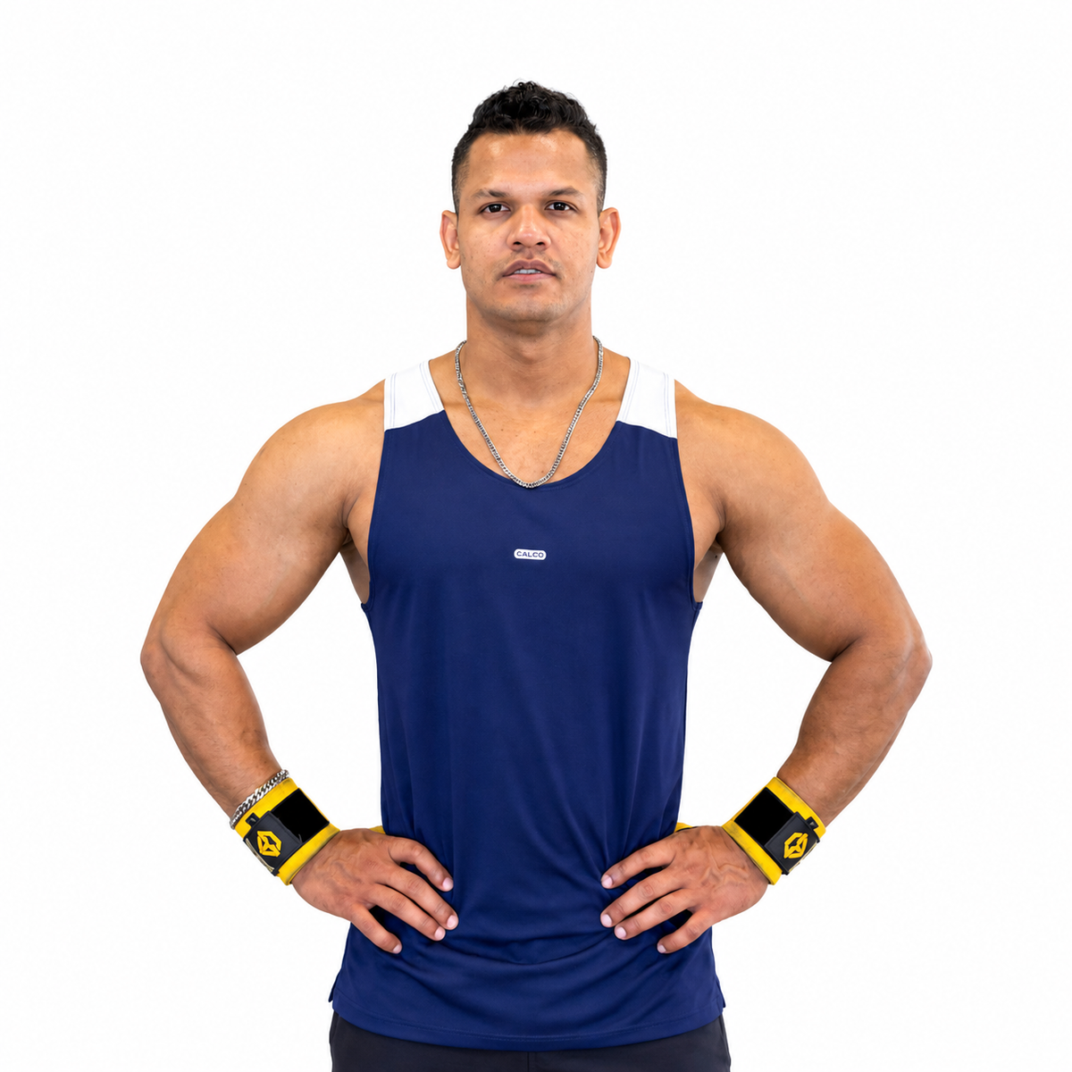 Cut and Sew Gym Tank Top navy blue