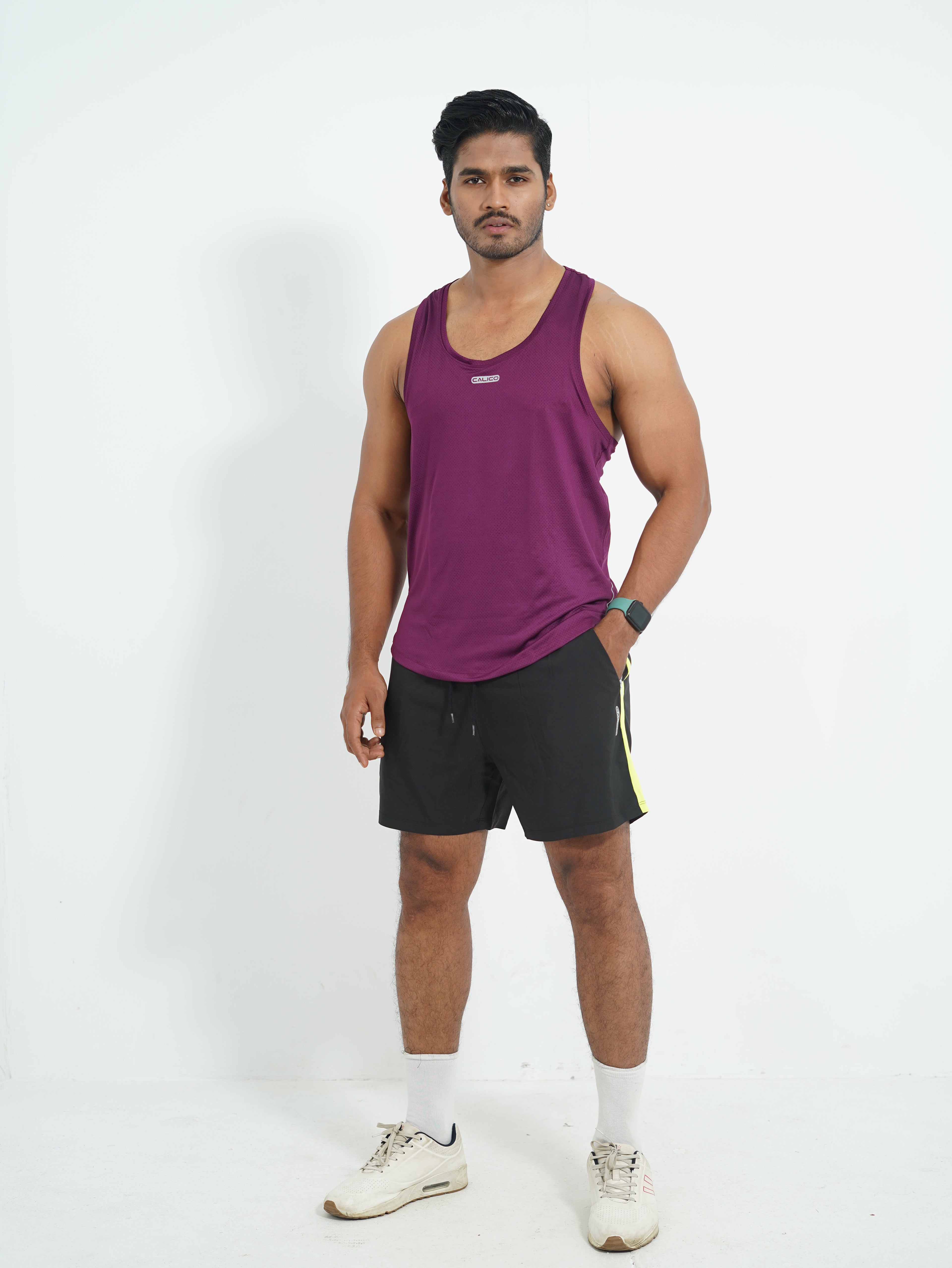 Back Elastic Gym Tank Top Purple Colour