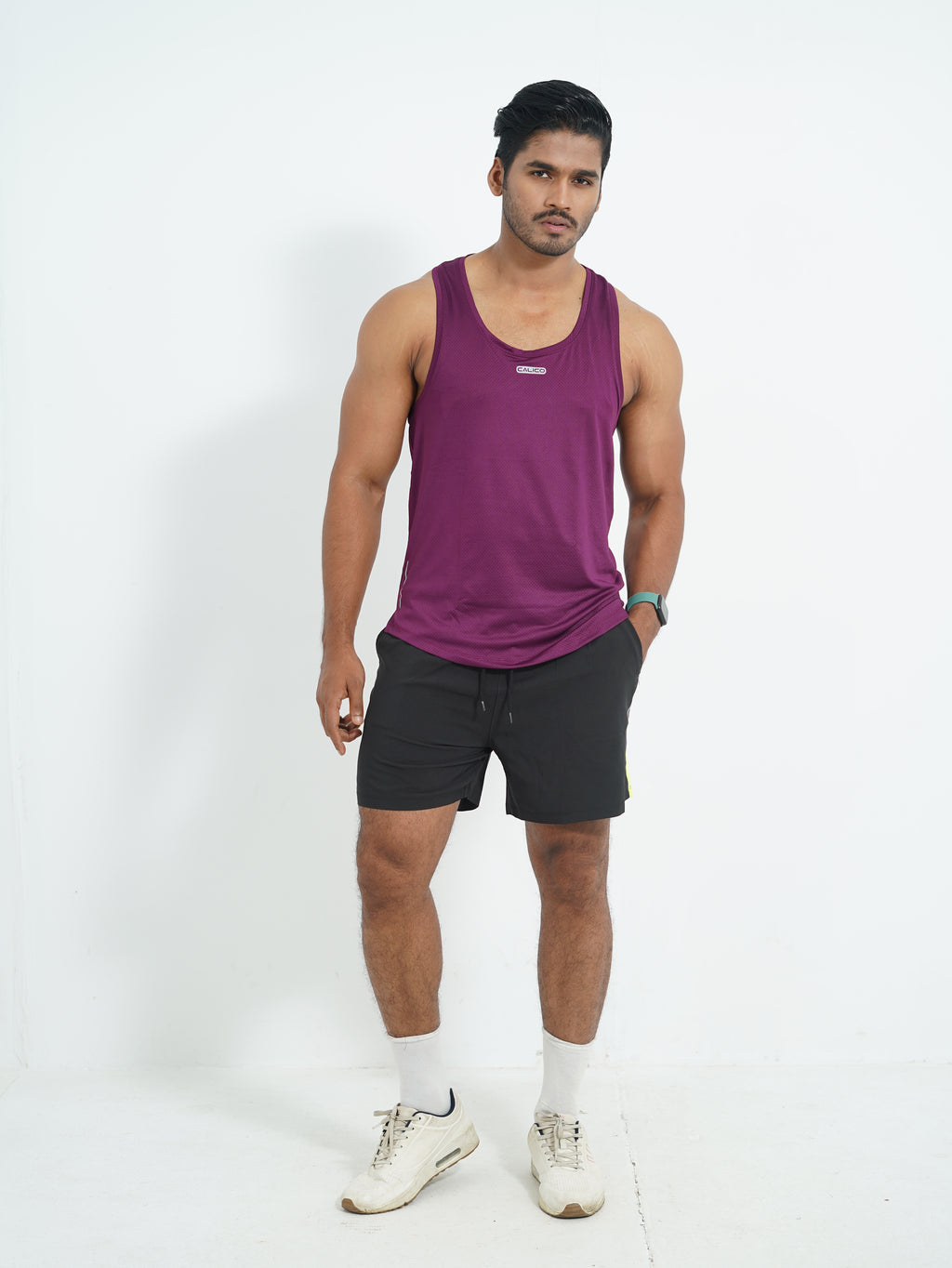 Back Elastic Gym Tank Top Purple Colour