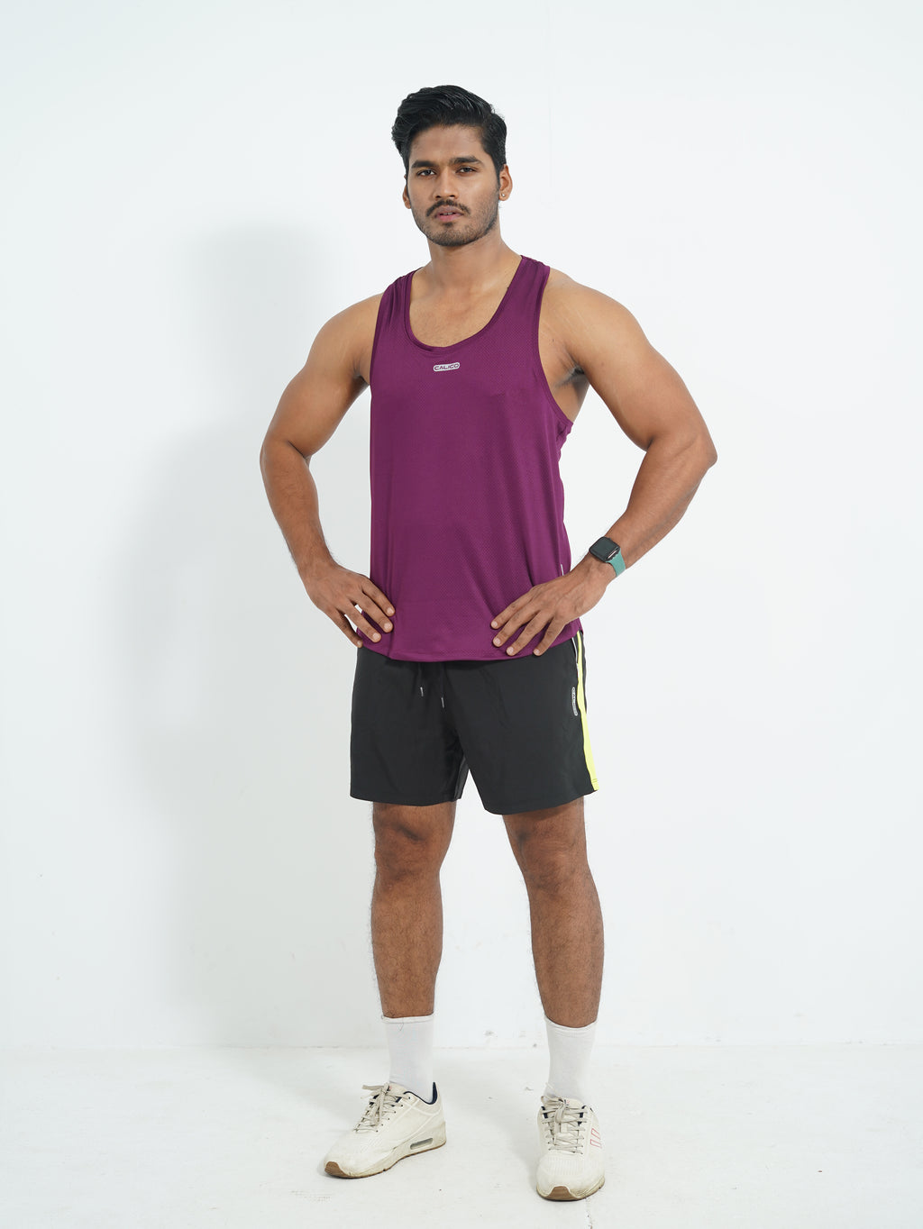 Back Elastic Gym Tank Top Purple Colour