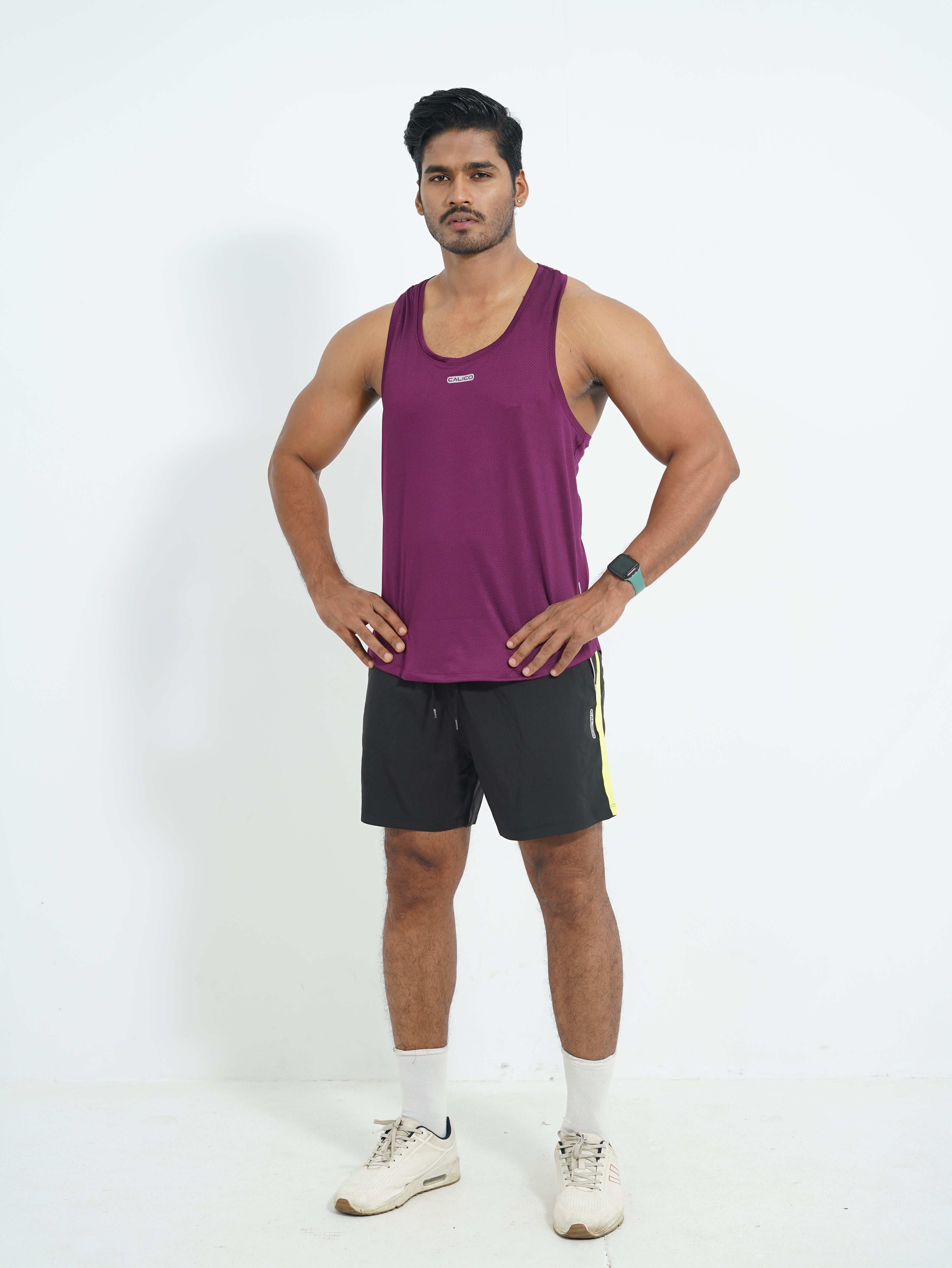 Back Elastic Gym Tank Top Purple Colour