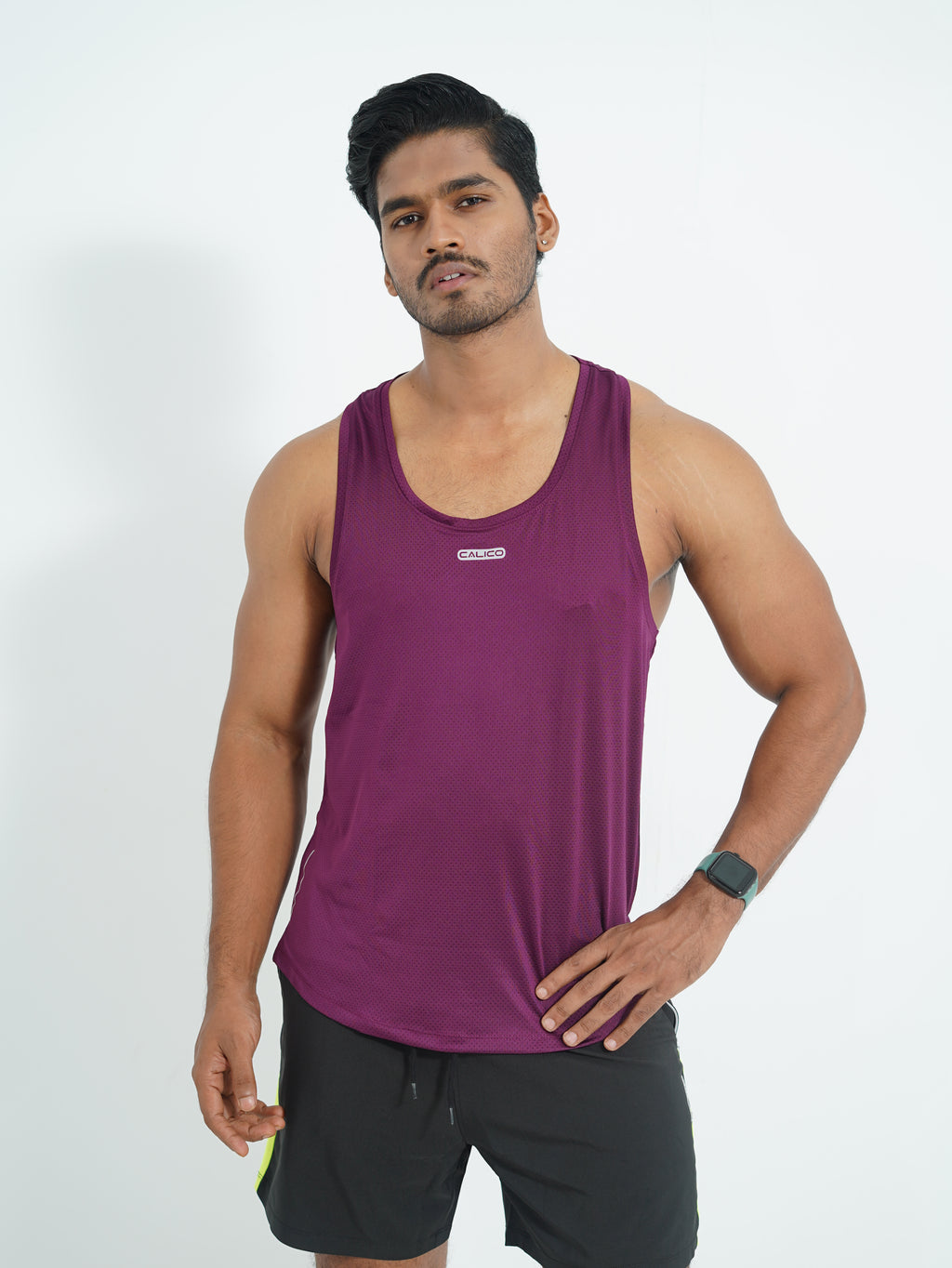 Back Elastic Gym Tank Top Purple Colour