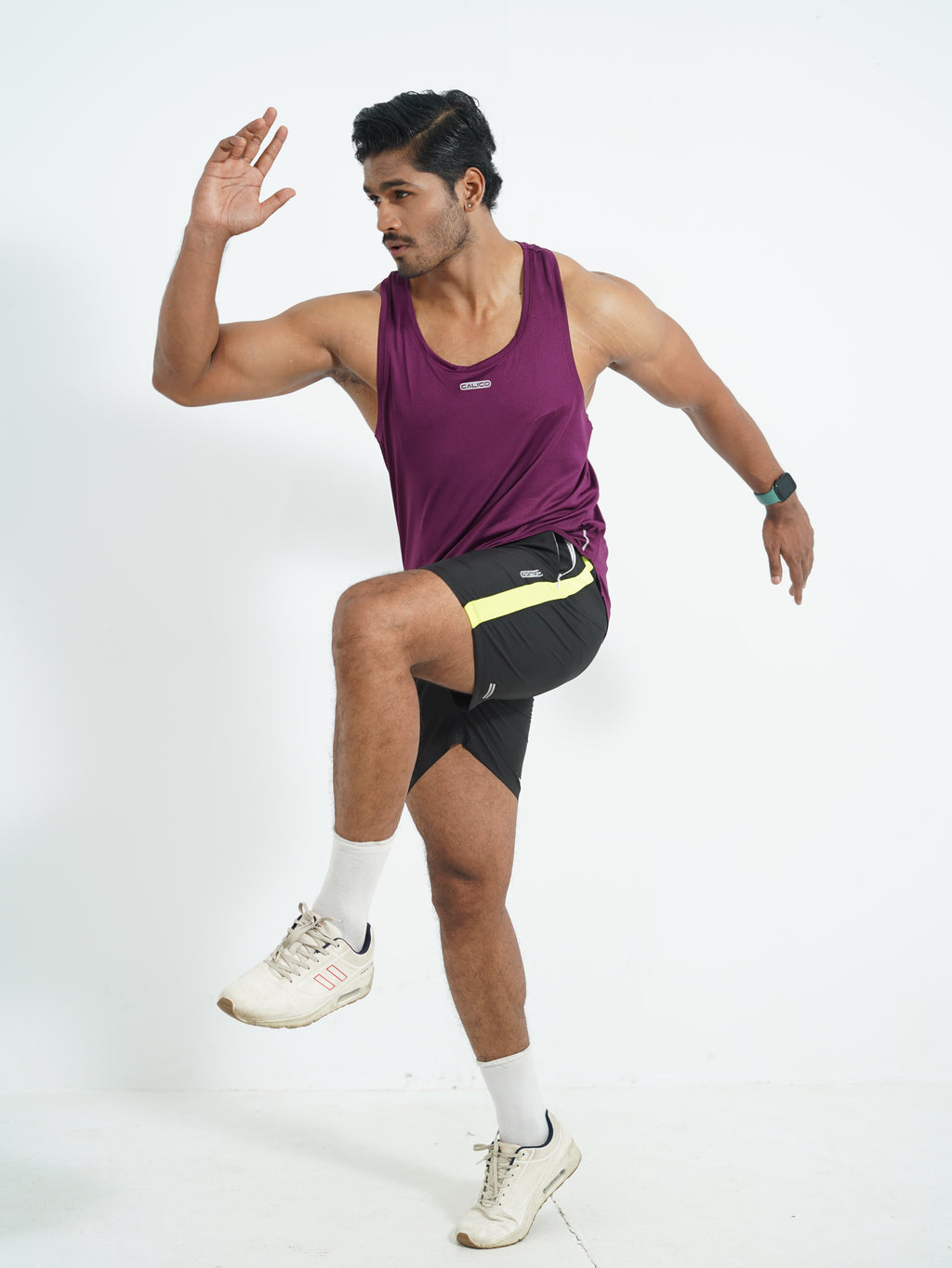 Back Elastic Gym Tank Top Purple Colour