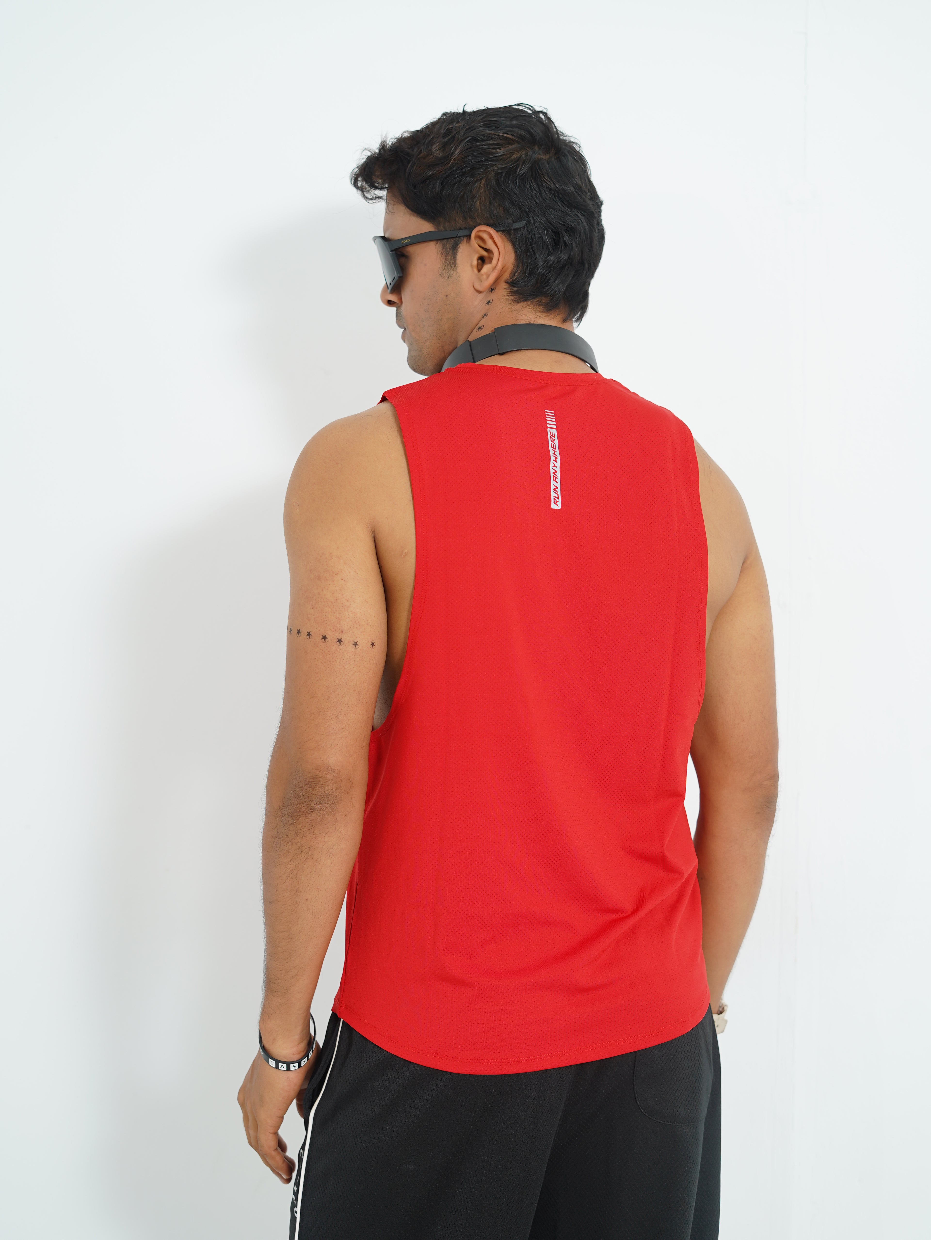 Back Elastic Gym Tank Top Red Colour