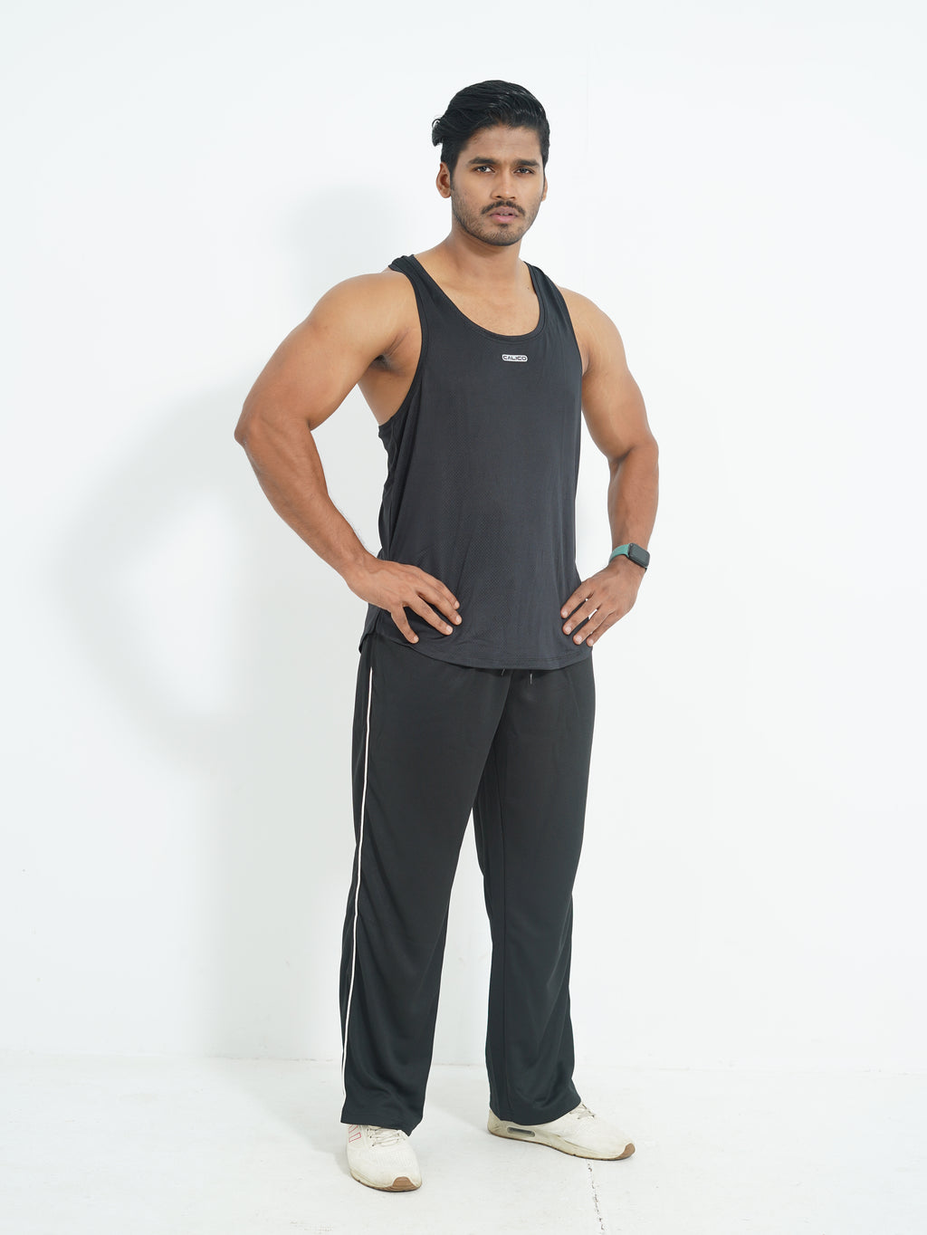 Back Elastic Gym Tank Top Black Colour