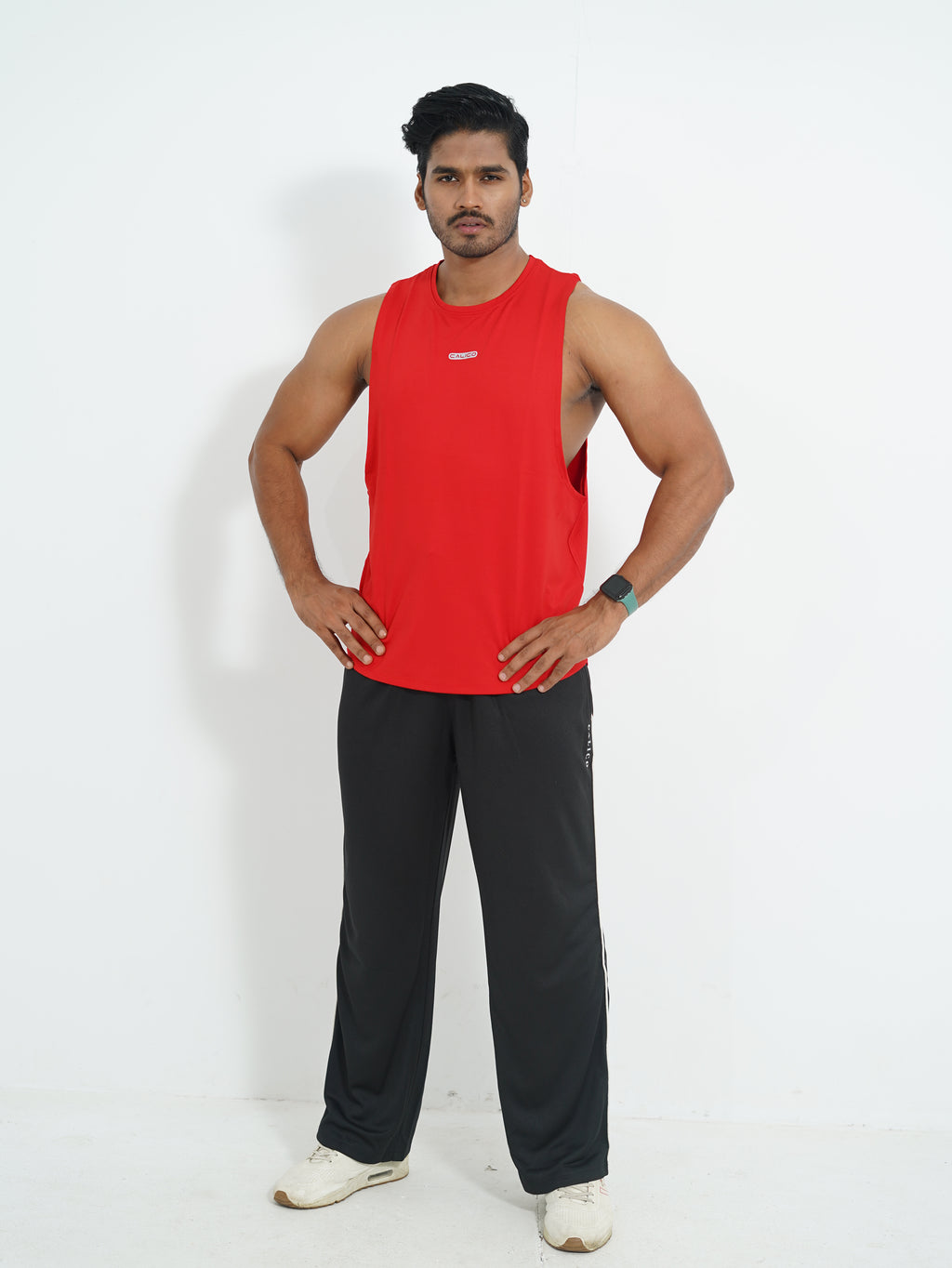 Back Elastic Gym Tank Top Red Colour