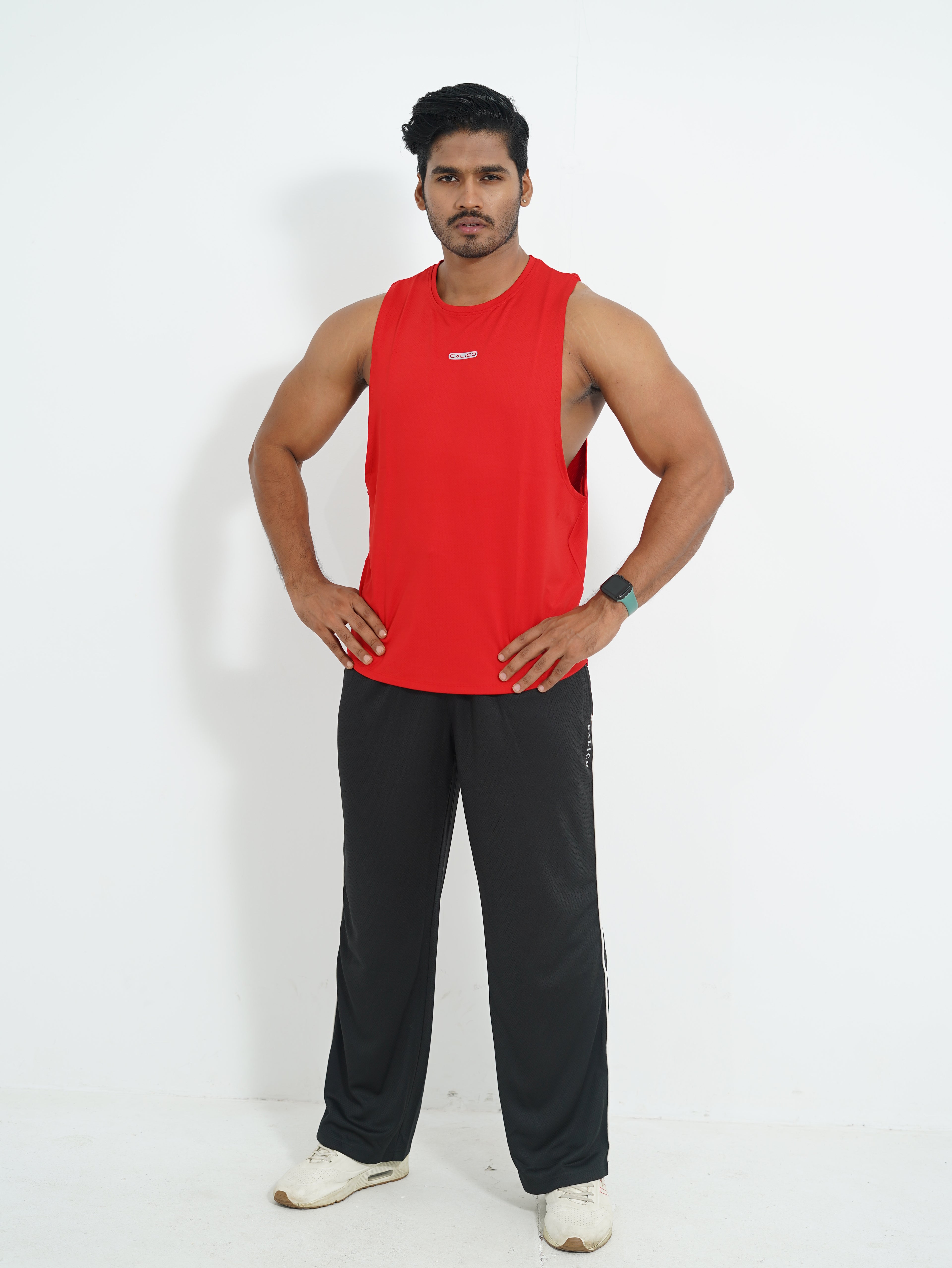 Back Elastic Gym Tank Top Red Colour