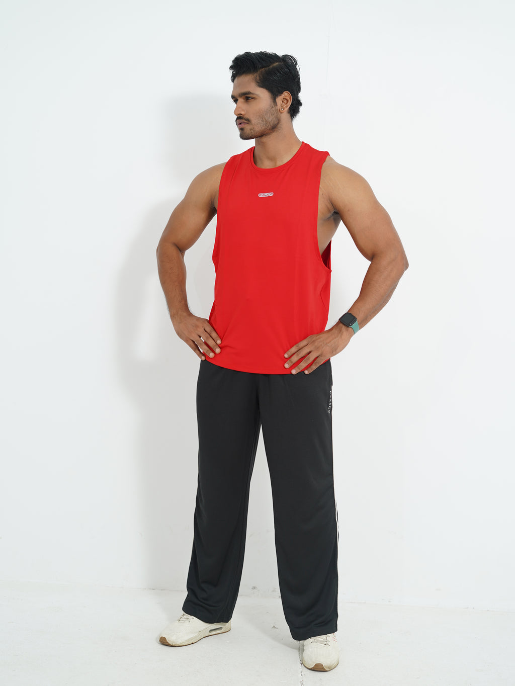 Back Elastic Gym Tank Top Red Colour