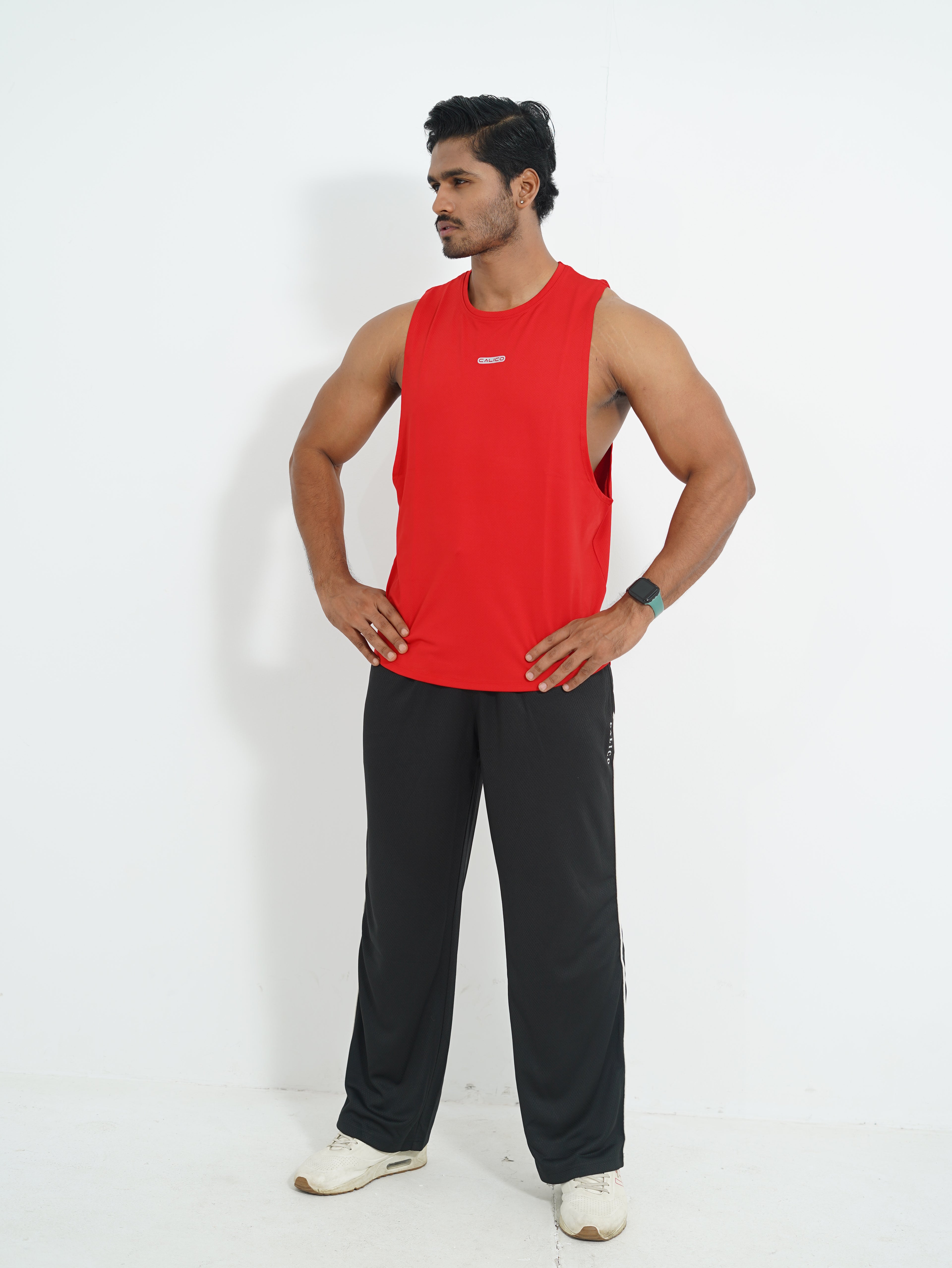 Back Elastic Gym Tank Top Red Colour