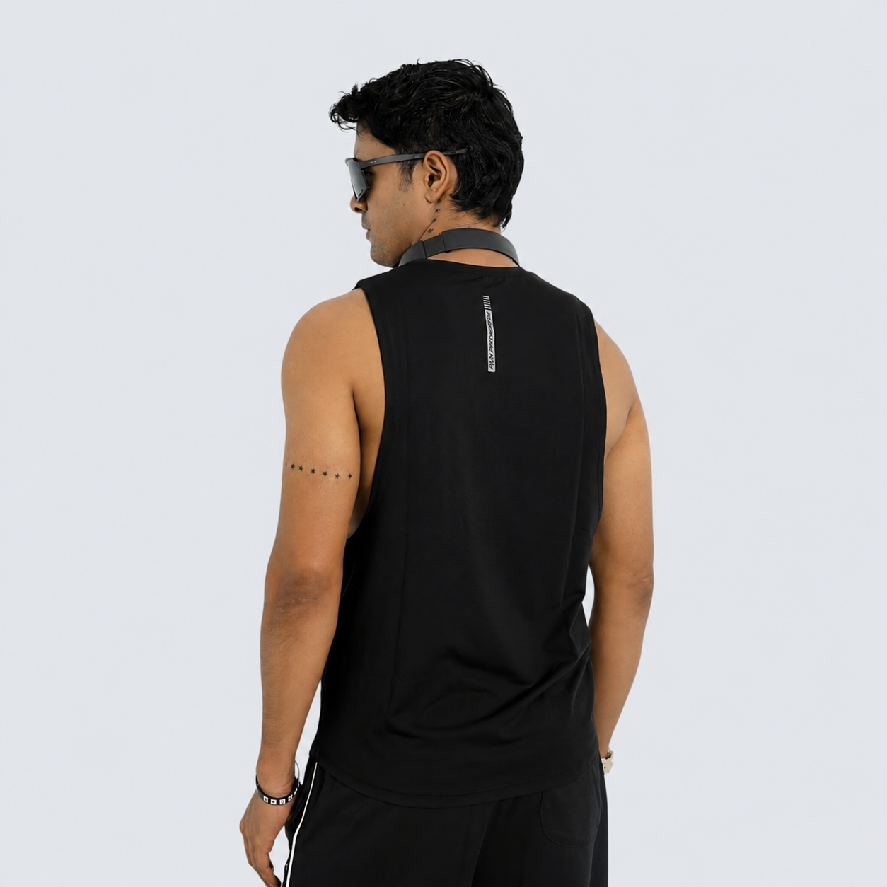 Back Elastic Gym Tank Top Black Colour