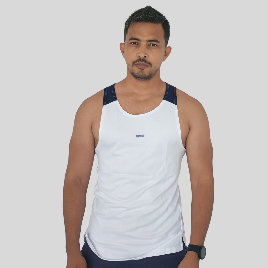 Back Elastic Gym Tank Top Geyser Colour
