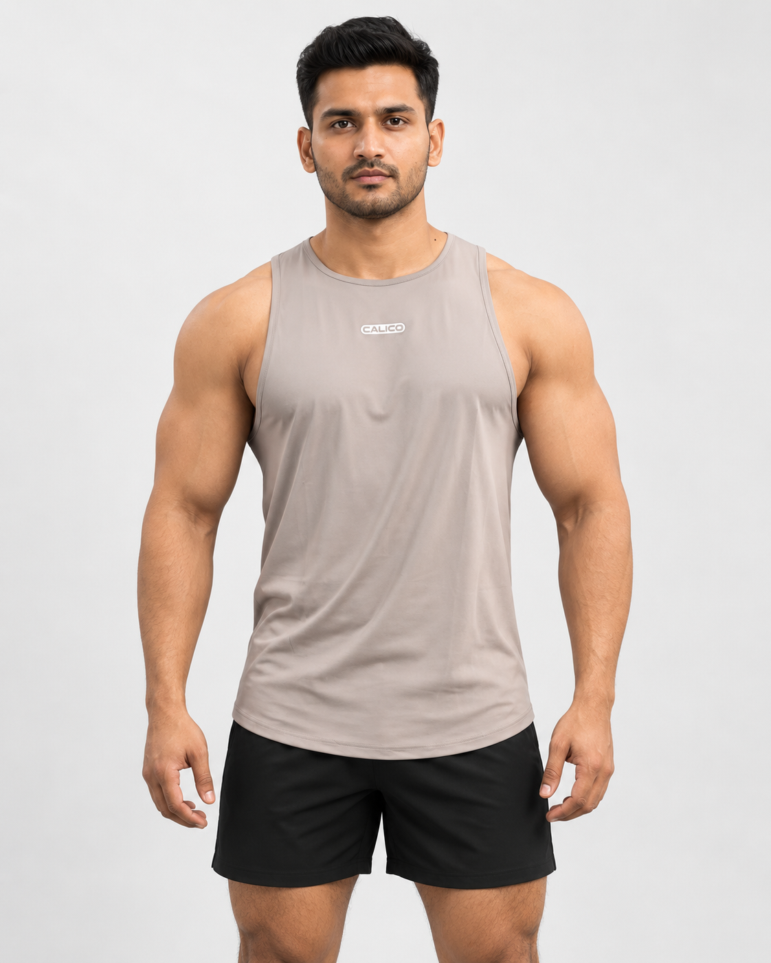 Stretch Gym Tank Top Brown