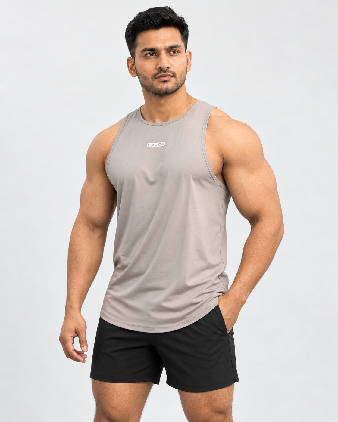 Stretch Gym Tank Top Brown