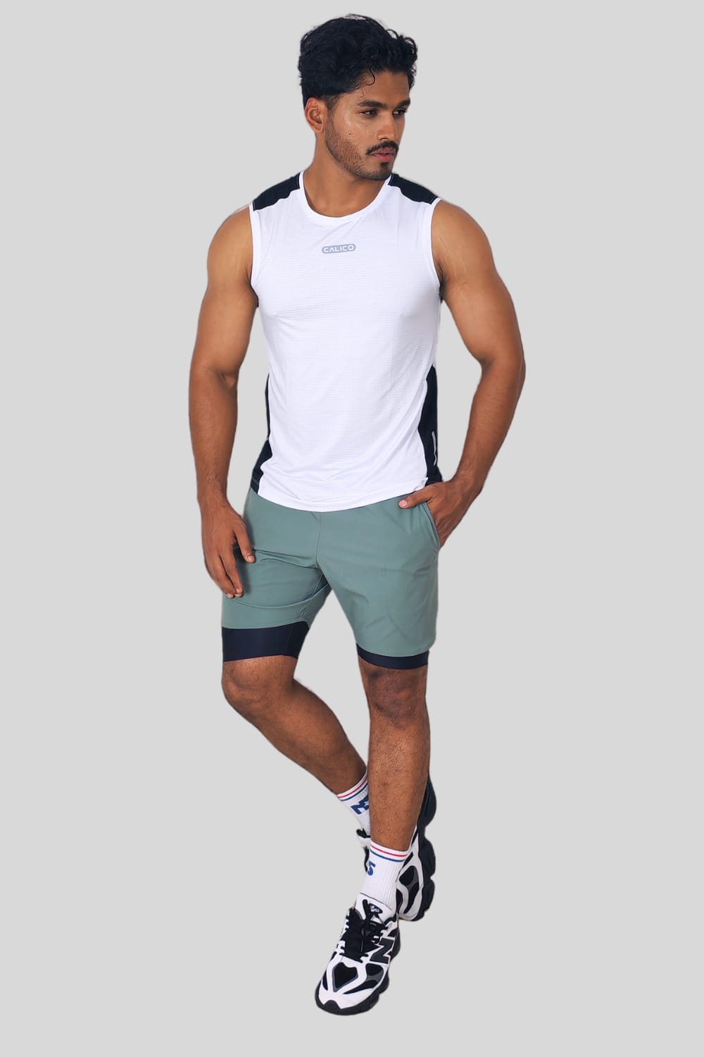 Back Elastic Gym Tank Top Oslo White Colour