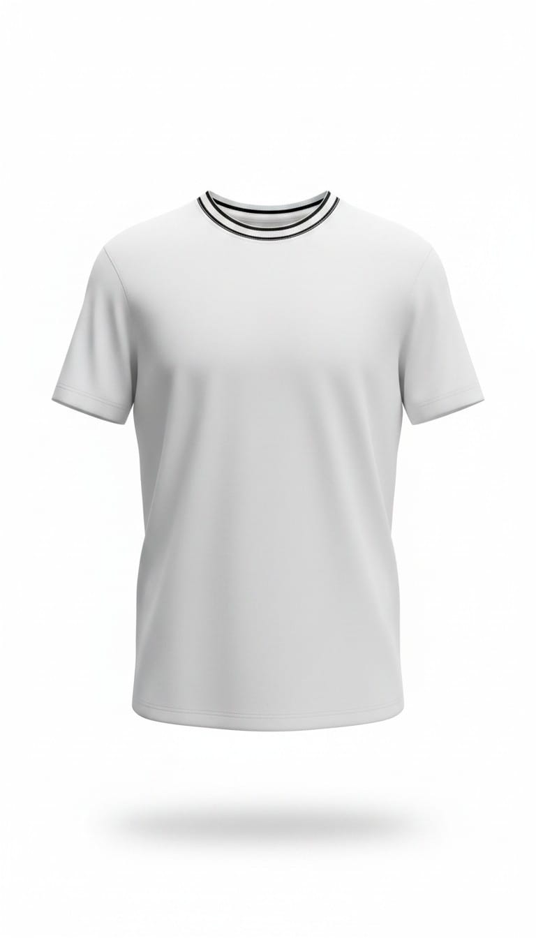 Men Classic Round Neck Cotton T Shirt - White