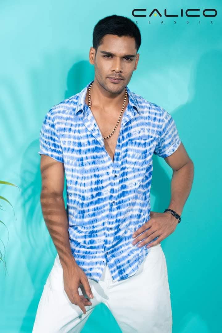 Trendy Summer Printed Shirt For Men - Light Blue
