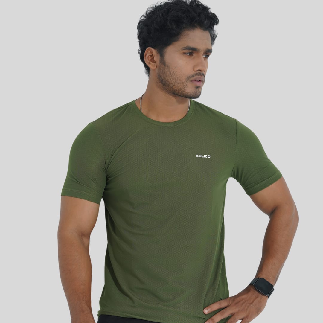 Men Regular Fit Active Wear T-Shirt - Olive