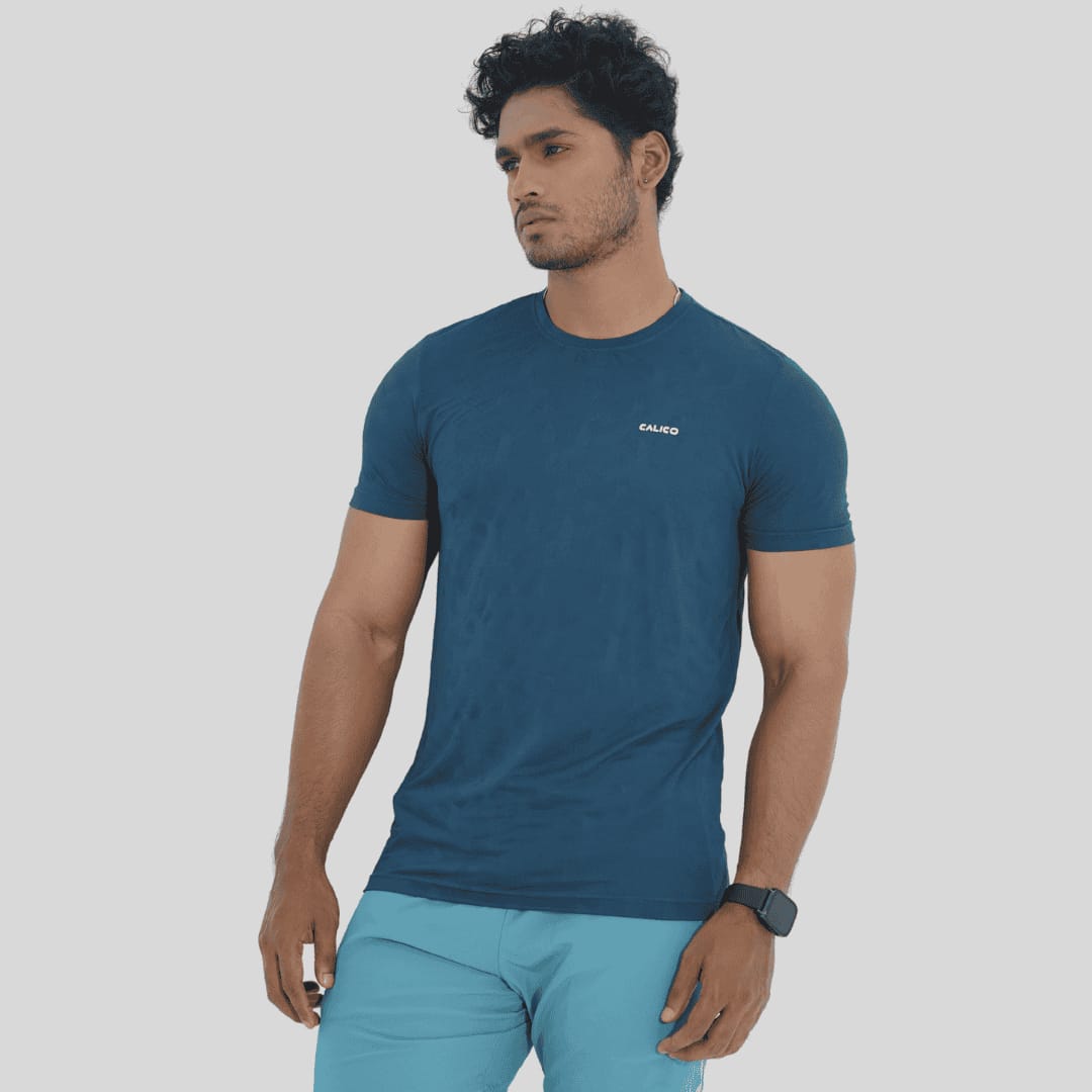 Men Regular Fit Active Wear T-Shirt - Blue