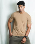 Men Regular Fit Active Wear T-Shirt - Beige