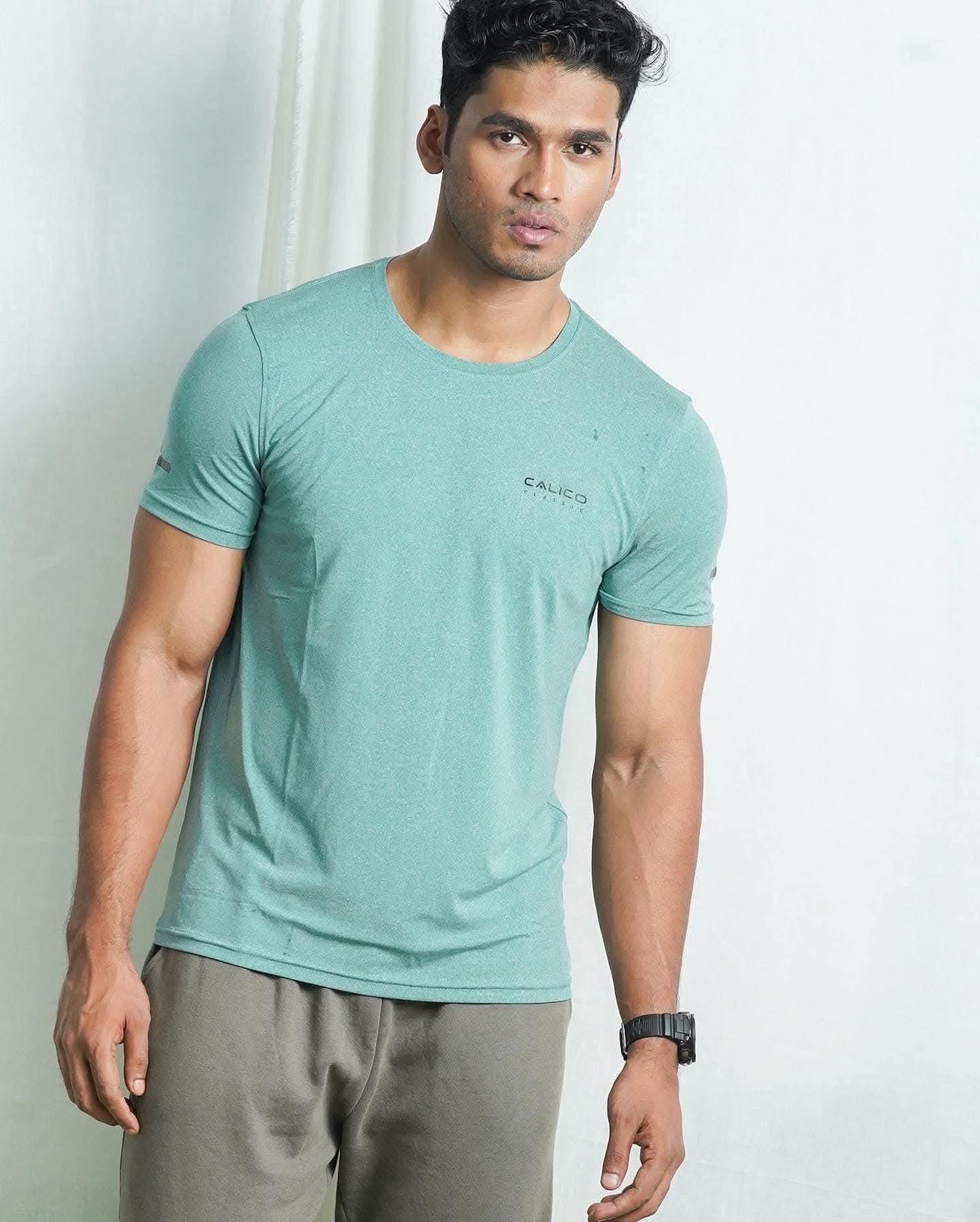 Men Regular Fit Active Wear T-Shirt - Heather Green