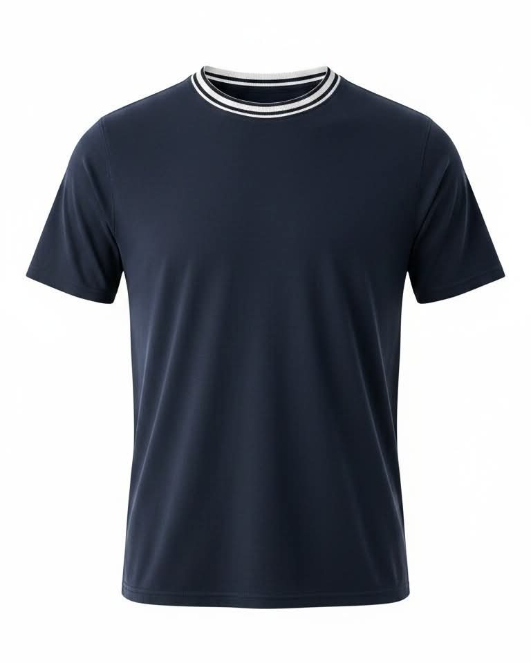 Men Classic Round Neck Cotton T Shirt - Black