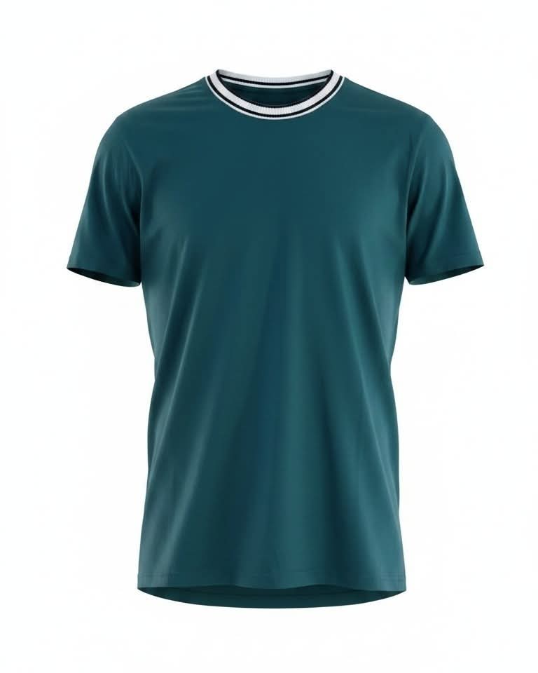 Men Classic Round Neck Cotton T Shirt - Blue Dianne