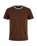 Men Classic Round Neck Cotton T Shirt - Brown