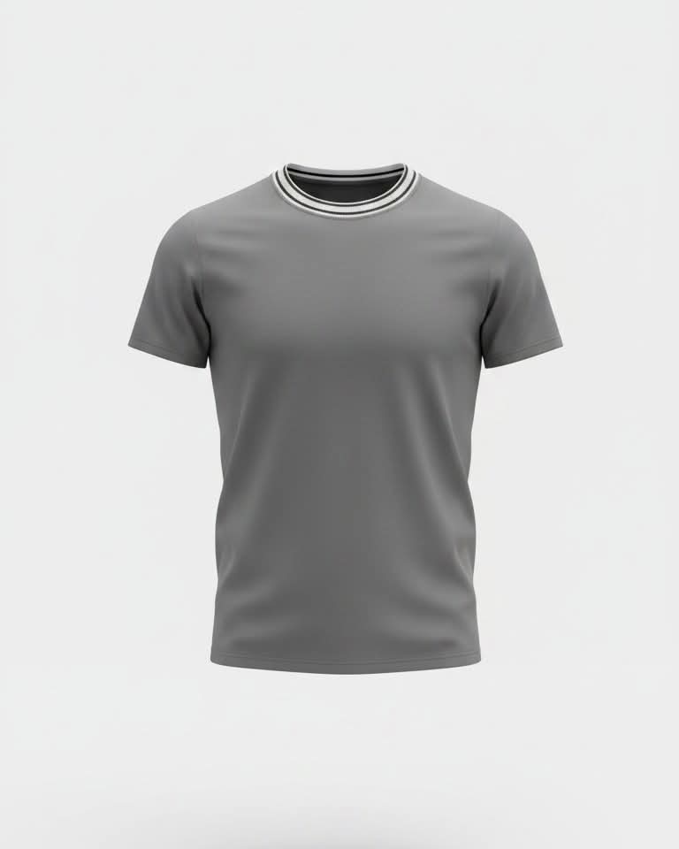 Men Classic Round Neck Cotton T Shirt - Grey