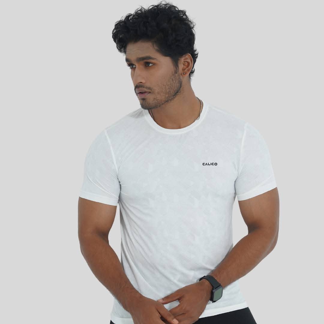 Men Regular Fit Active Wear T-Shirt - White