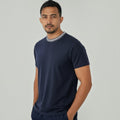 Men Classic Round Neck Cotton Spandex T Shirt - Navy