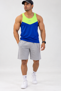 Cut And Sew Gym tank Top -Flurocent/Blue