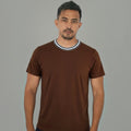 Men Classic Round Neck Cotton Spandex T Shirt - Brown