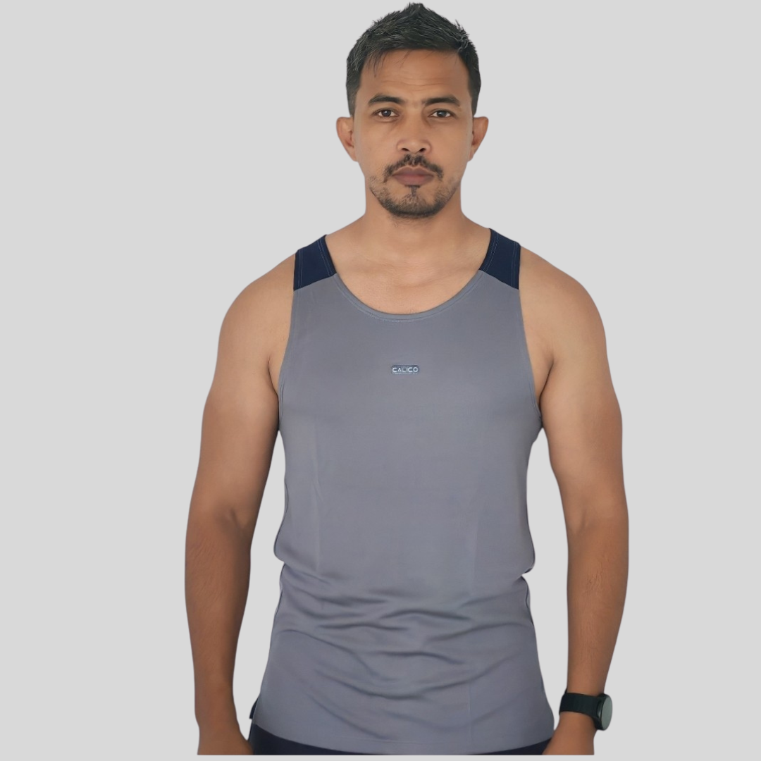 Cut and Sew  Gym Tank Top  Grey Colour