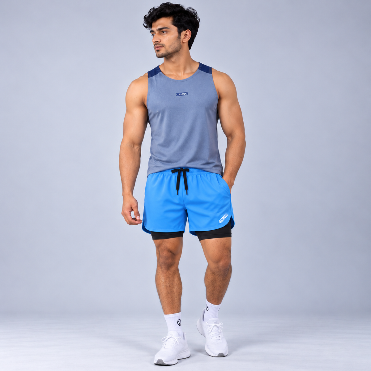 Cut and Sew  Gym Tank Top  Grey Colour