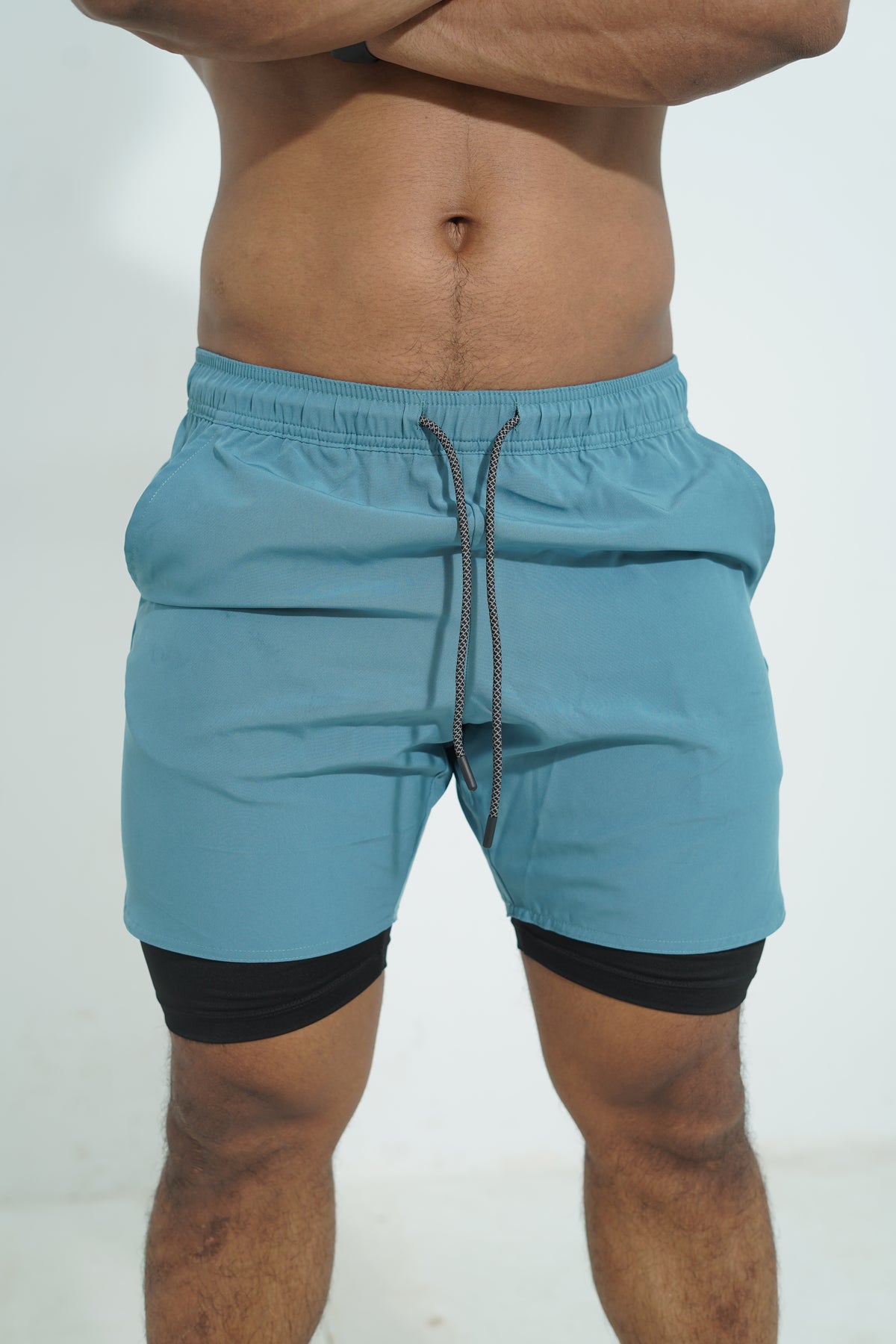 Calico Workout Shorts For Men - Aqua