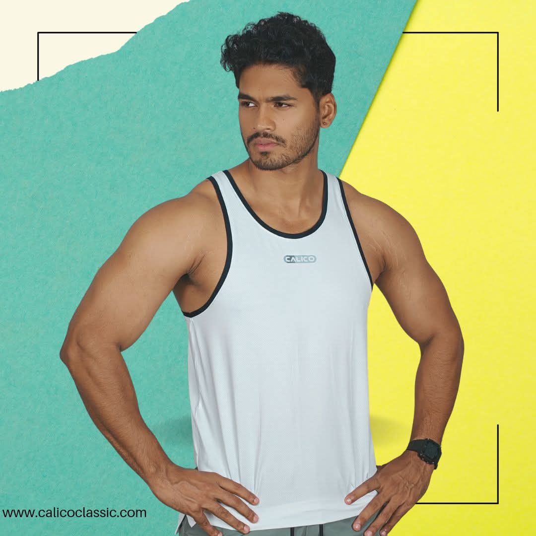 Gym Tank Top with white by Black  contrast