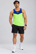 Cut And Sew Gym tank Top -Blue/Flurocent