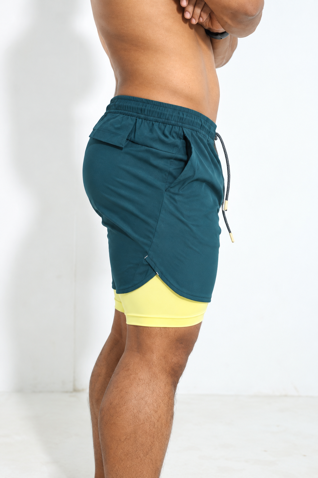 Calico Workout Shorts For Men - Teal