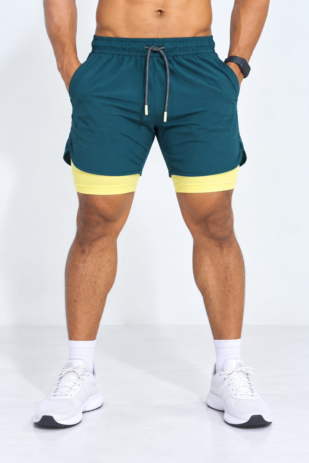 Calico Workout Shorts For Men - Teal