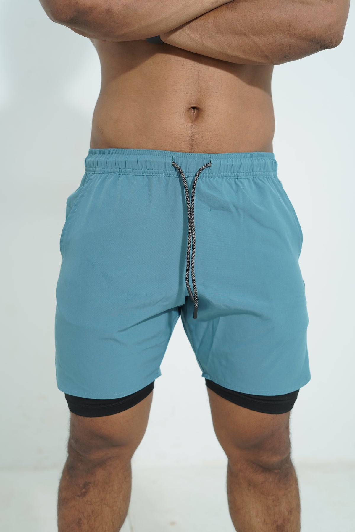 Calico Workout Shorts For Men - Aqua