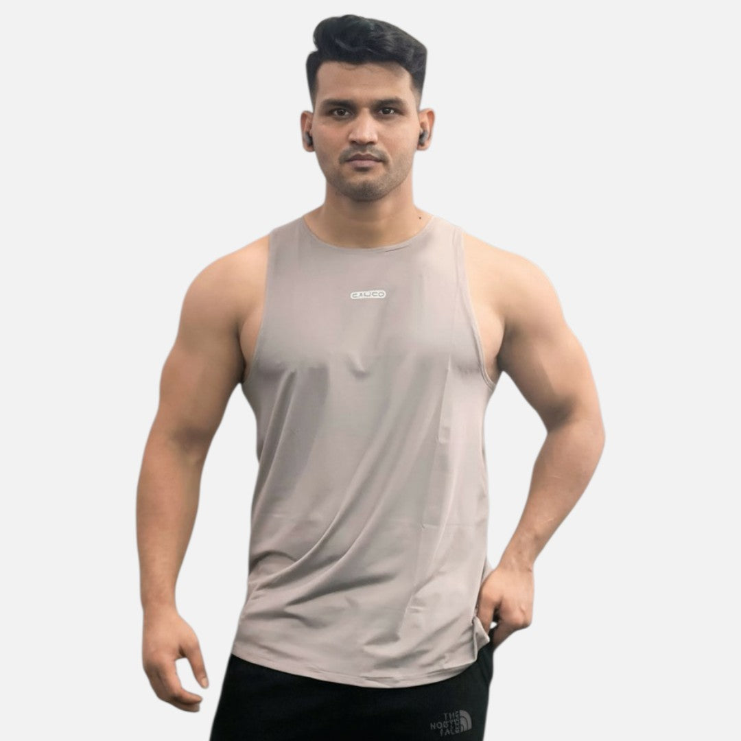 Stretch Gym Tank Top Brown
