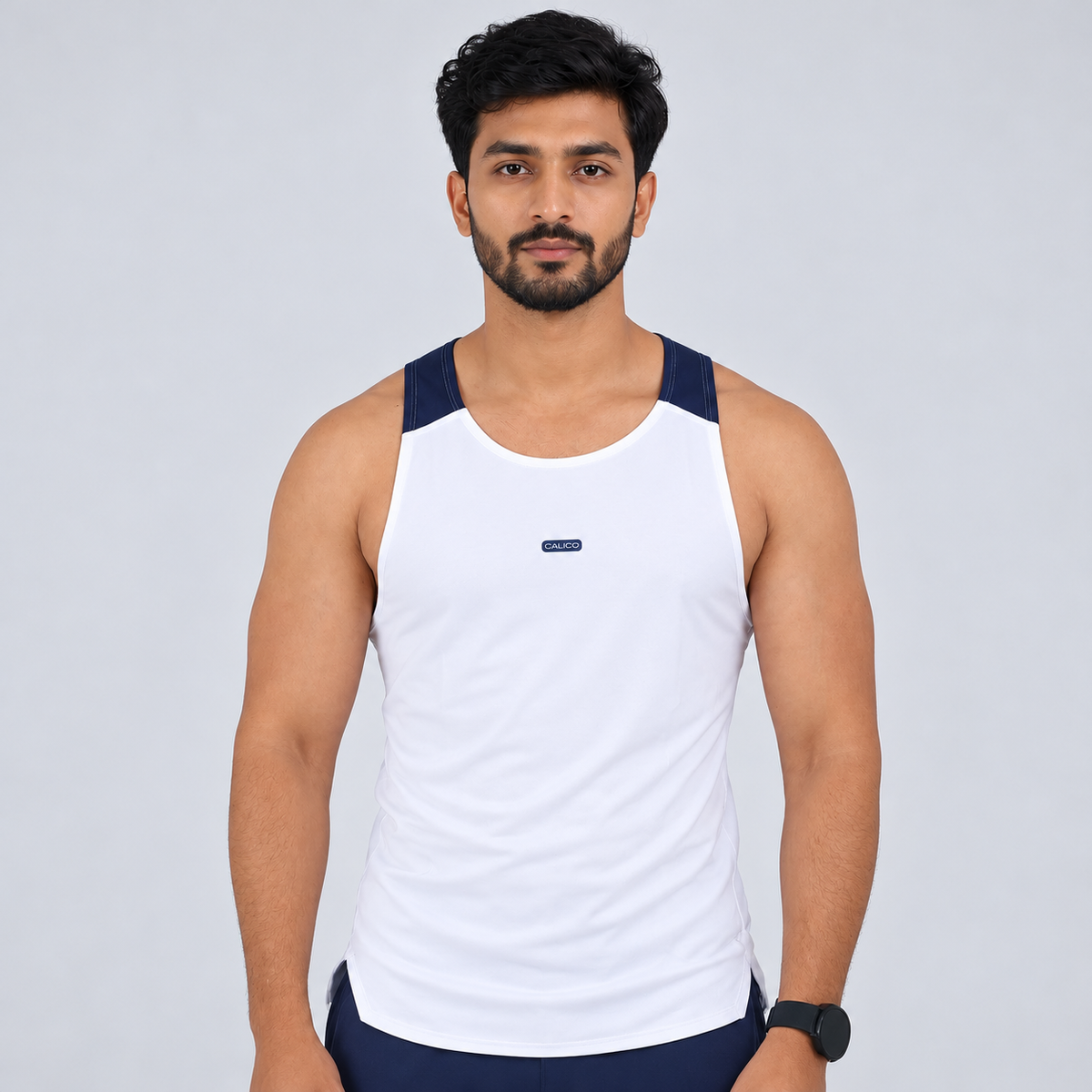 Cut and Sew  Gym Tank Top white