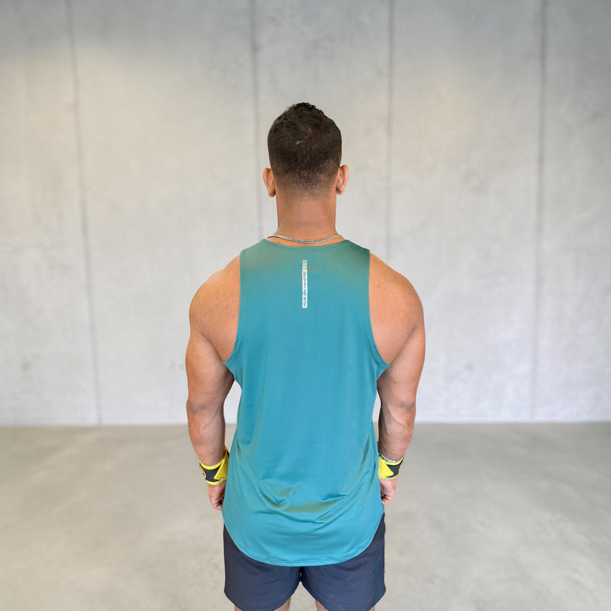 Stretch Fabric Gym Tank Top with Teal