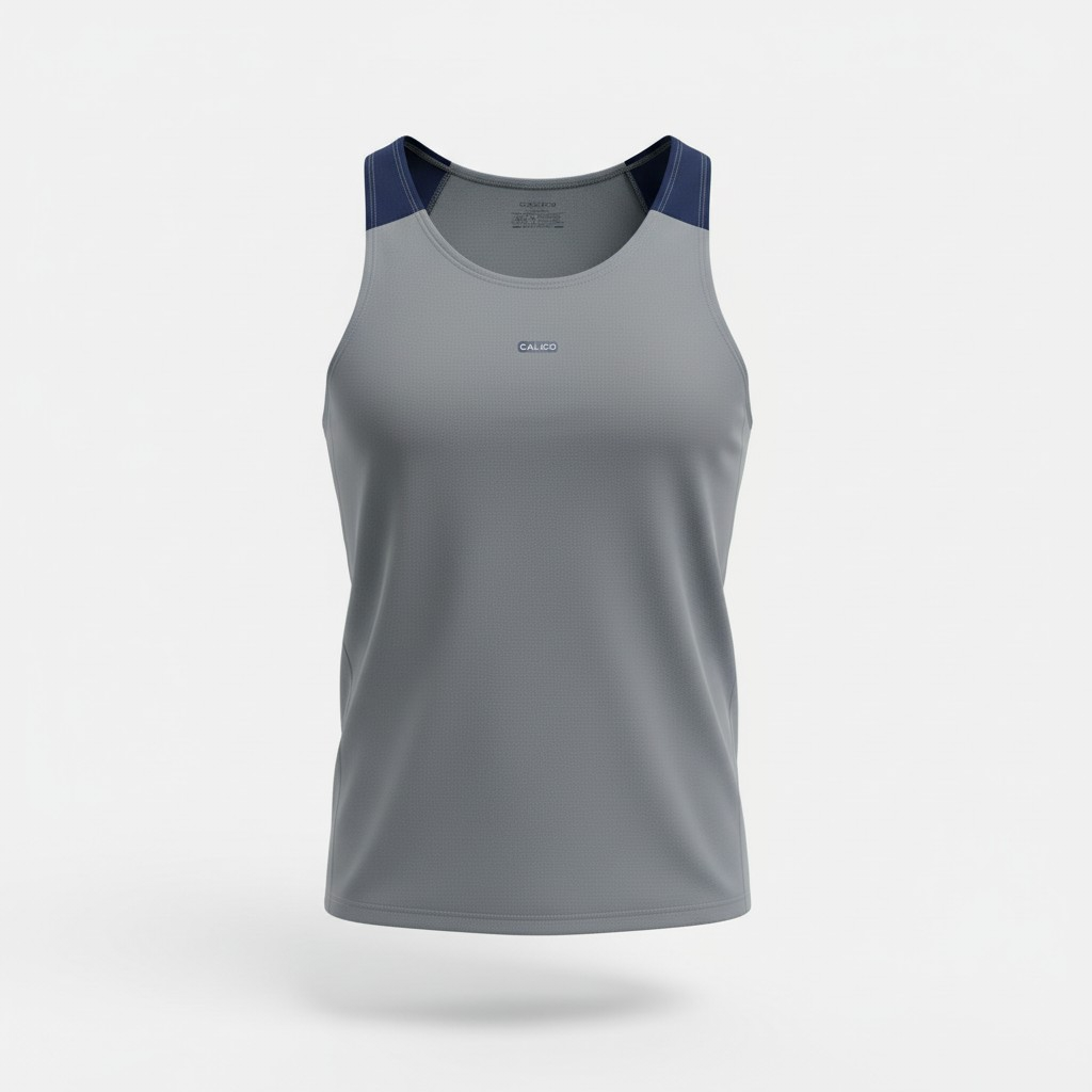 Cut and Sew  Gym Tank Top  Grey Colour