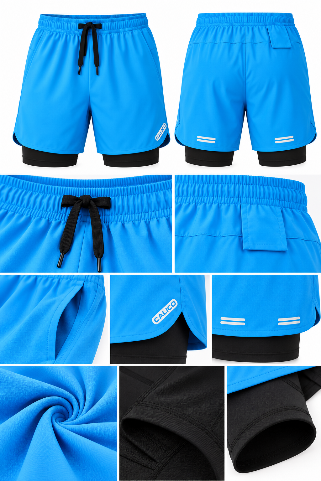Calico Workout Shorts For Men - SKY