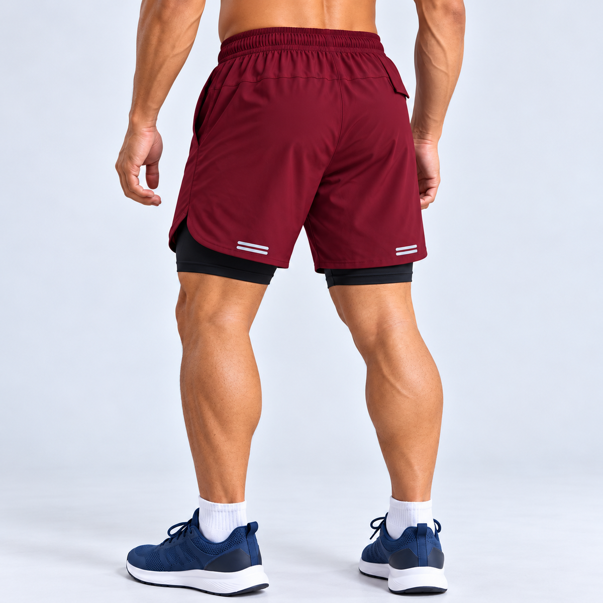 Calico Workout Shorts For Men -Maroon
