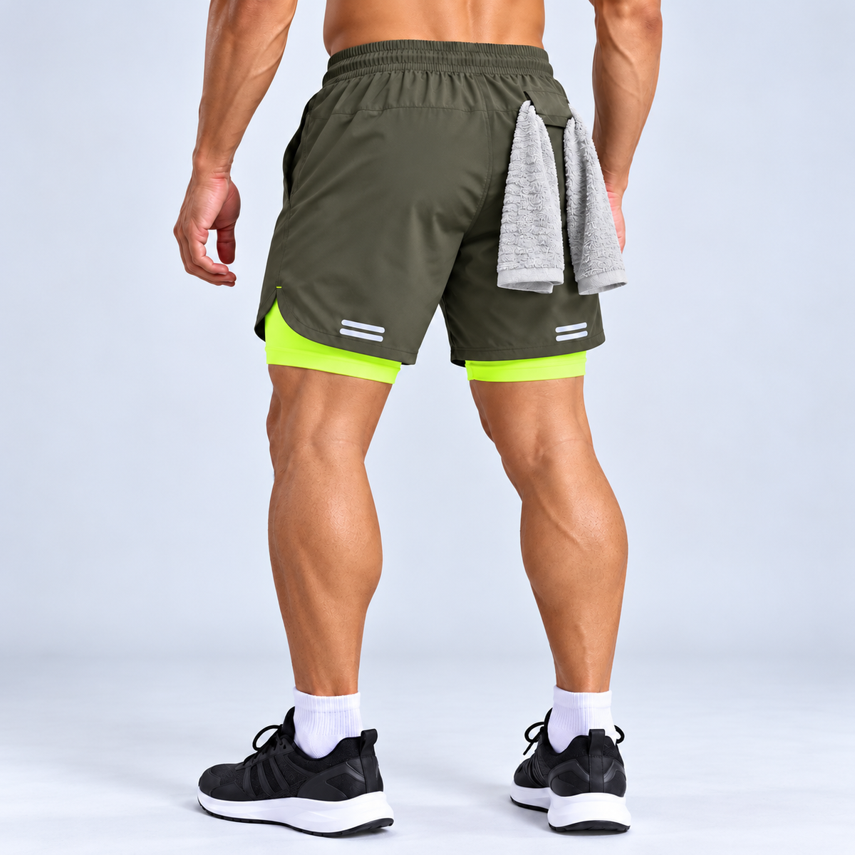 Calico Workout Shorts For Men -Olive