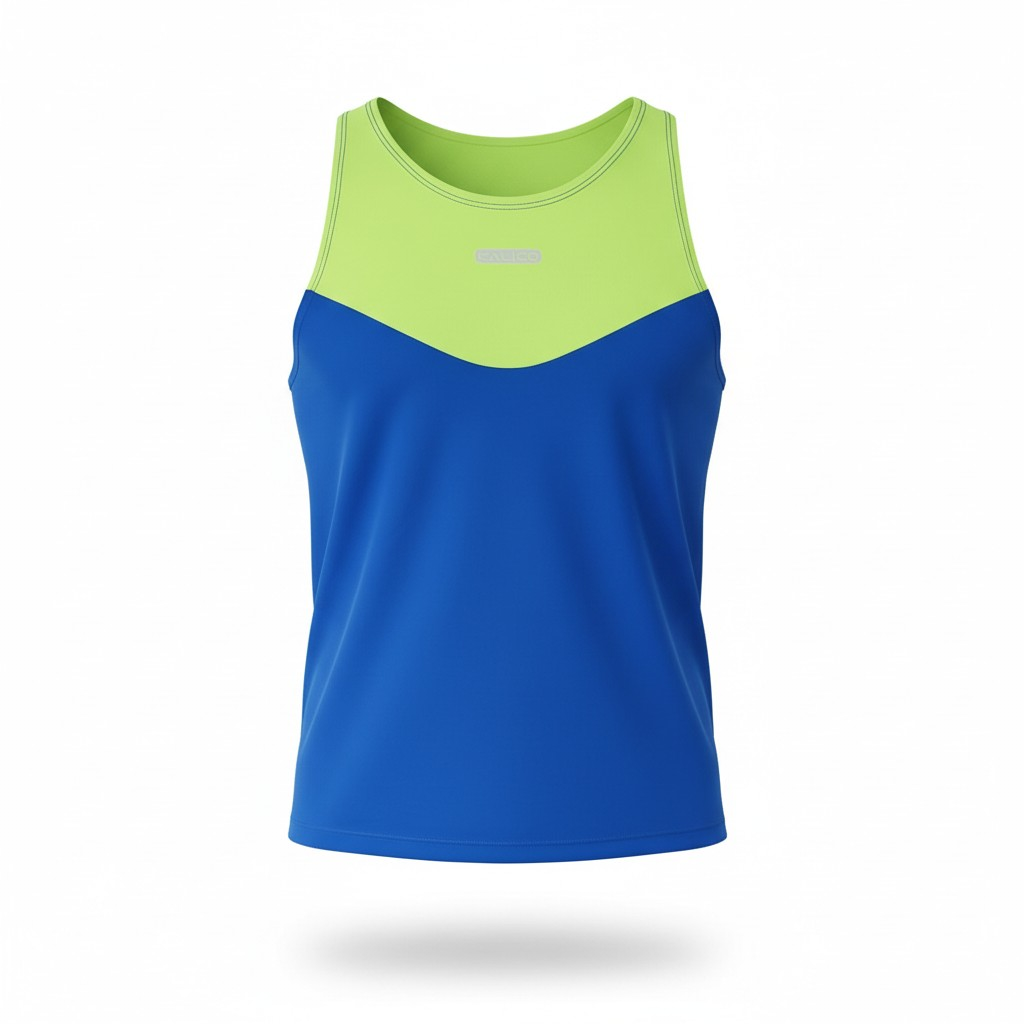 Cut And Sew Gym tank Top -Flurocent/Blue