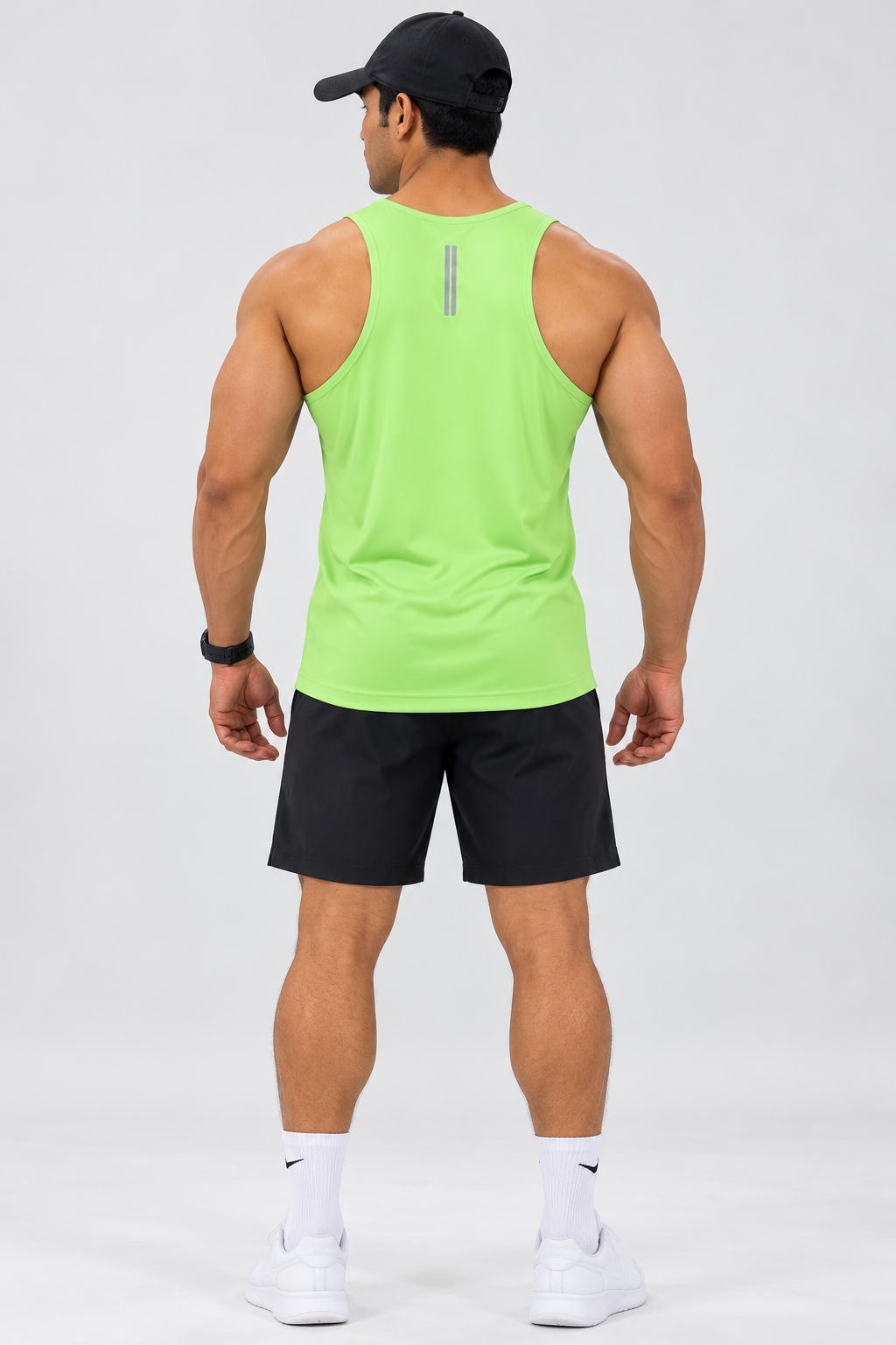 Cut And Sew Gym tank Top -Blue/Flurocent
